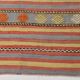 3x0 Blush Pink & Blue Striped Vintage Kilim Runner, Rugs For Bohemian Entry