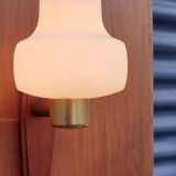 Scandinavian tea towel lamp teak and opaline circa 1960