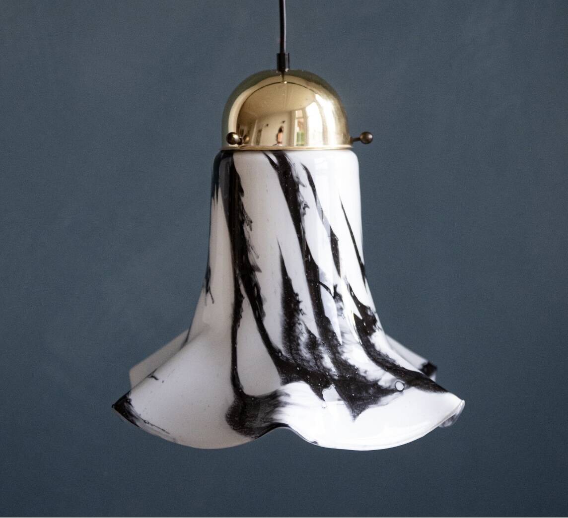 Glass pendant lights by Peill & Putzler, Petunia model 1970