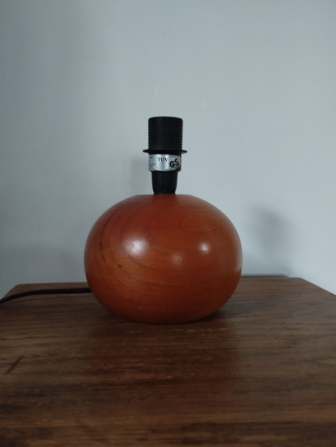 Lamp to table foot ball wood, lampshade jute khaki