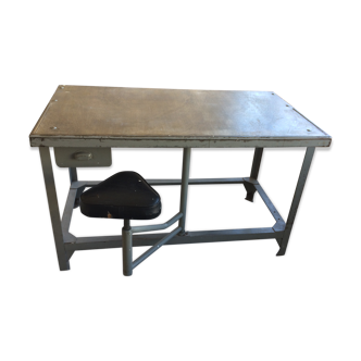 Desk with built-in seat