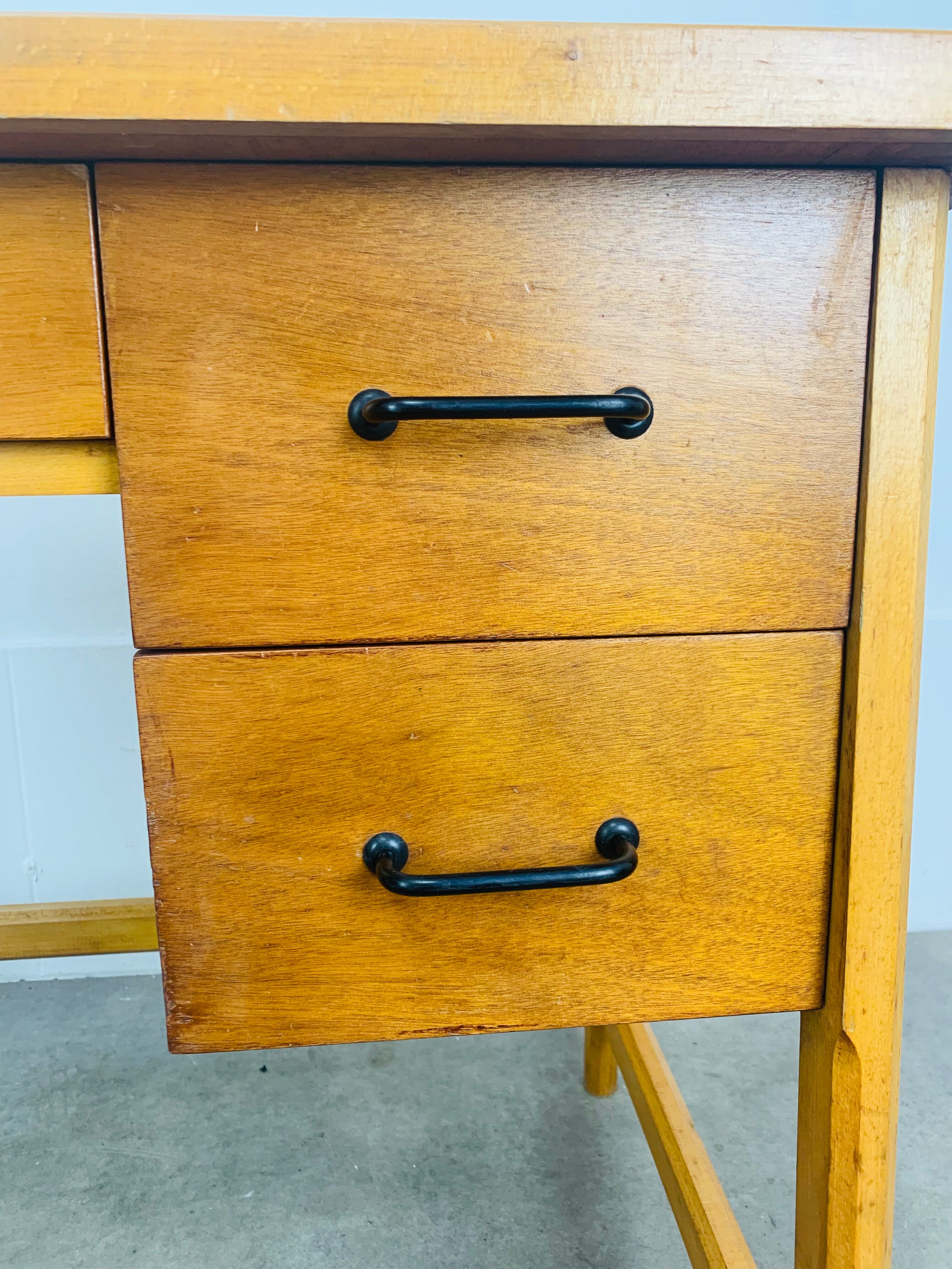 1950s wooden desk reconstruction, vintage
