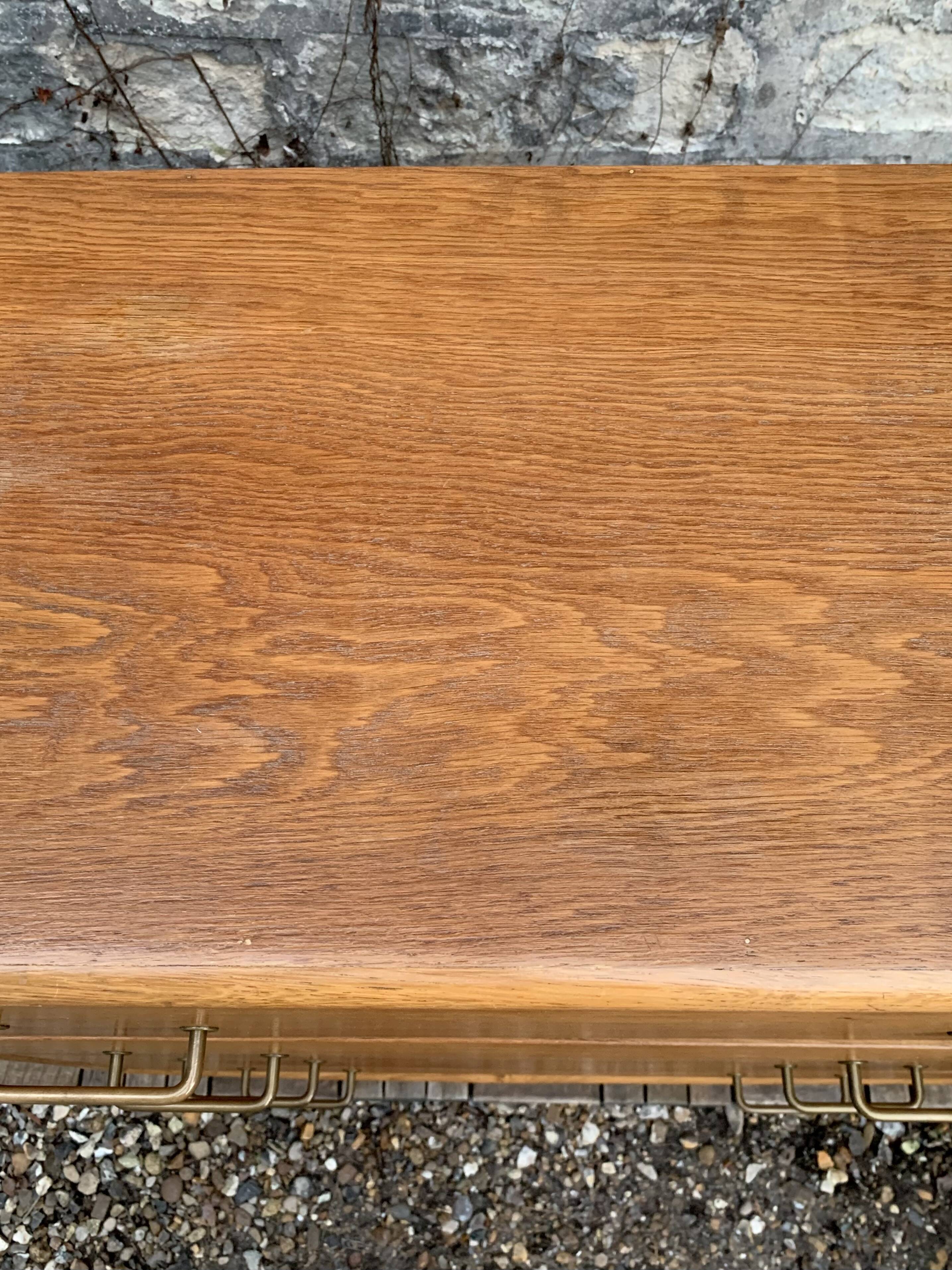 Vintage chest of drawers with compass feet, oak, original patina, 1950s