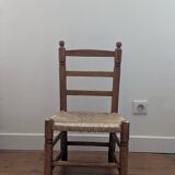 Chaise enfant en bois et paille