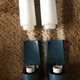 Pair of Bauhaus appliques in Bakelite and white opaline around 1950