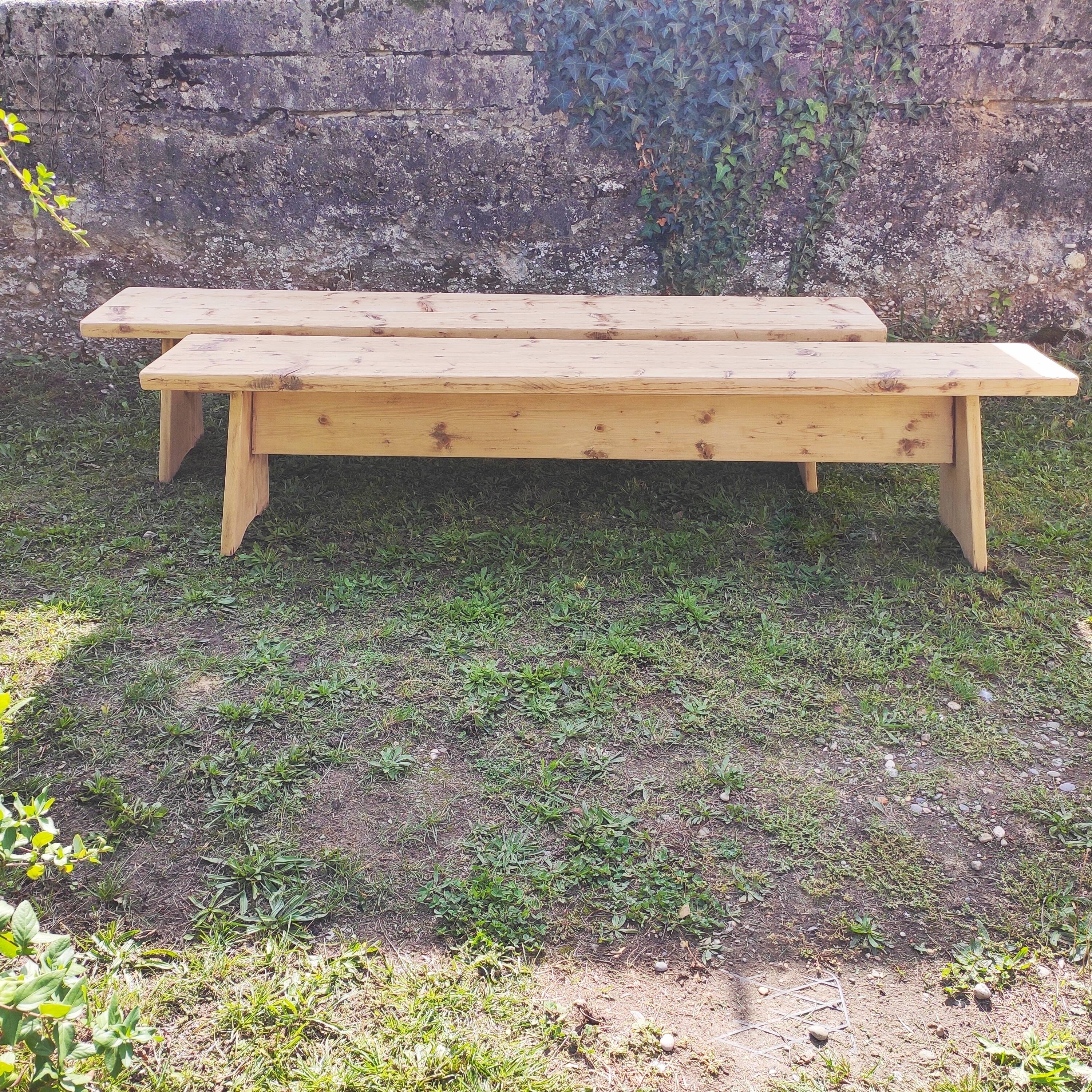 Paire de bancs de ferme bois massif 2 M