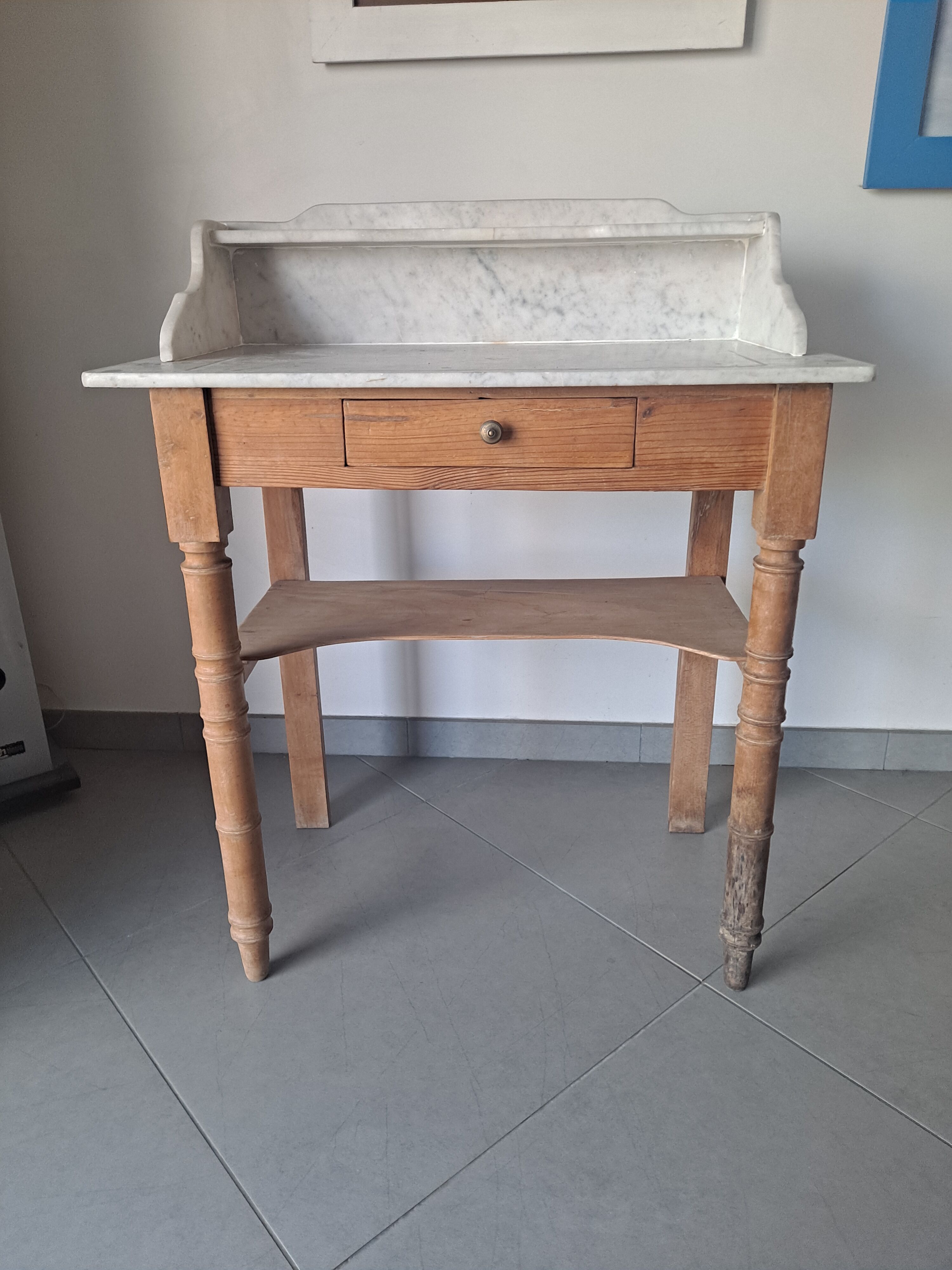 Old toilet table hairdresser with marble tray.