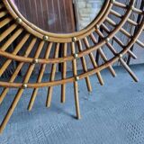 Asymmetrical rattan mirror
