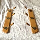 Pair of vintage wall coat racks - 3 hooks