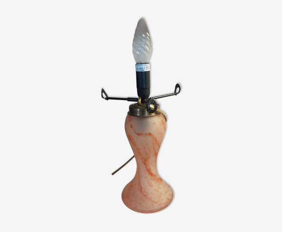 Pied de lampe pâte de verre orangé