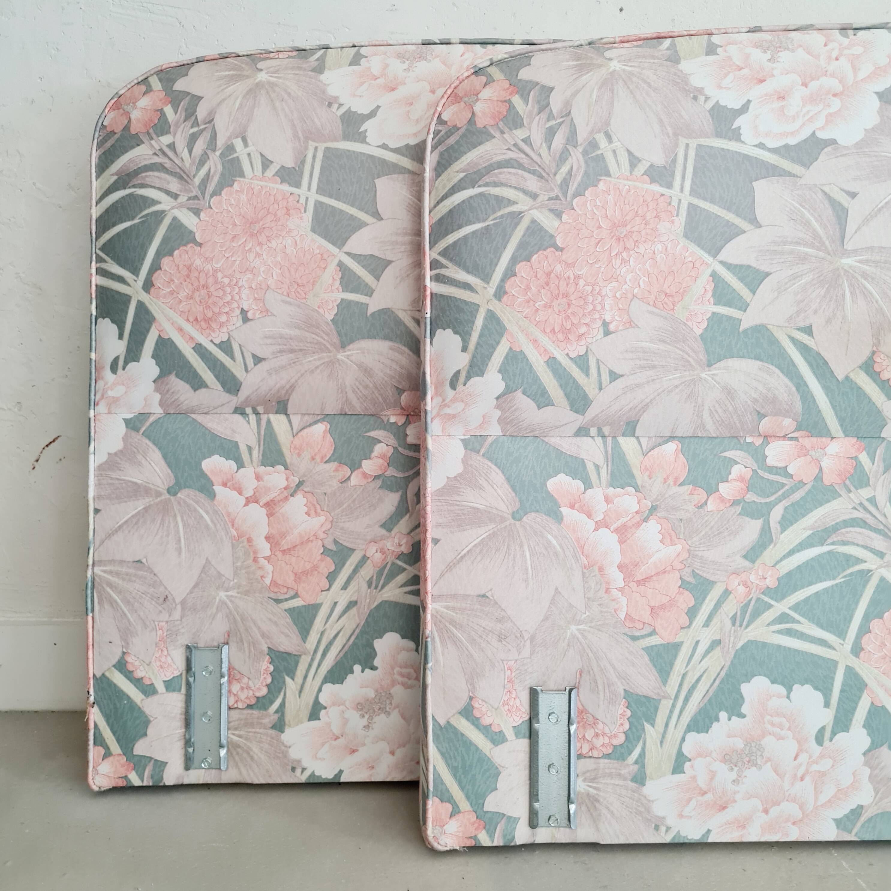 Têtes de lit paire vintage fleuries rose