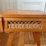 Bedside wood and rattan