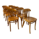 Set of 8 vintage bistro chairs in bent wood, Baumann / Tho style.