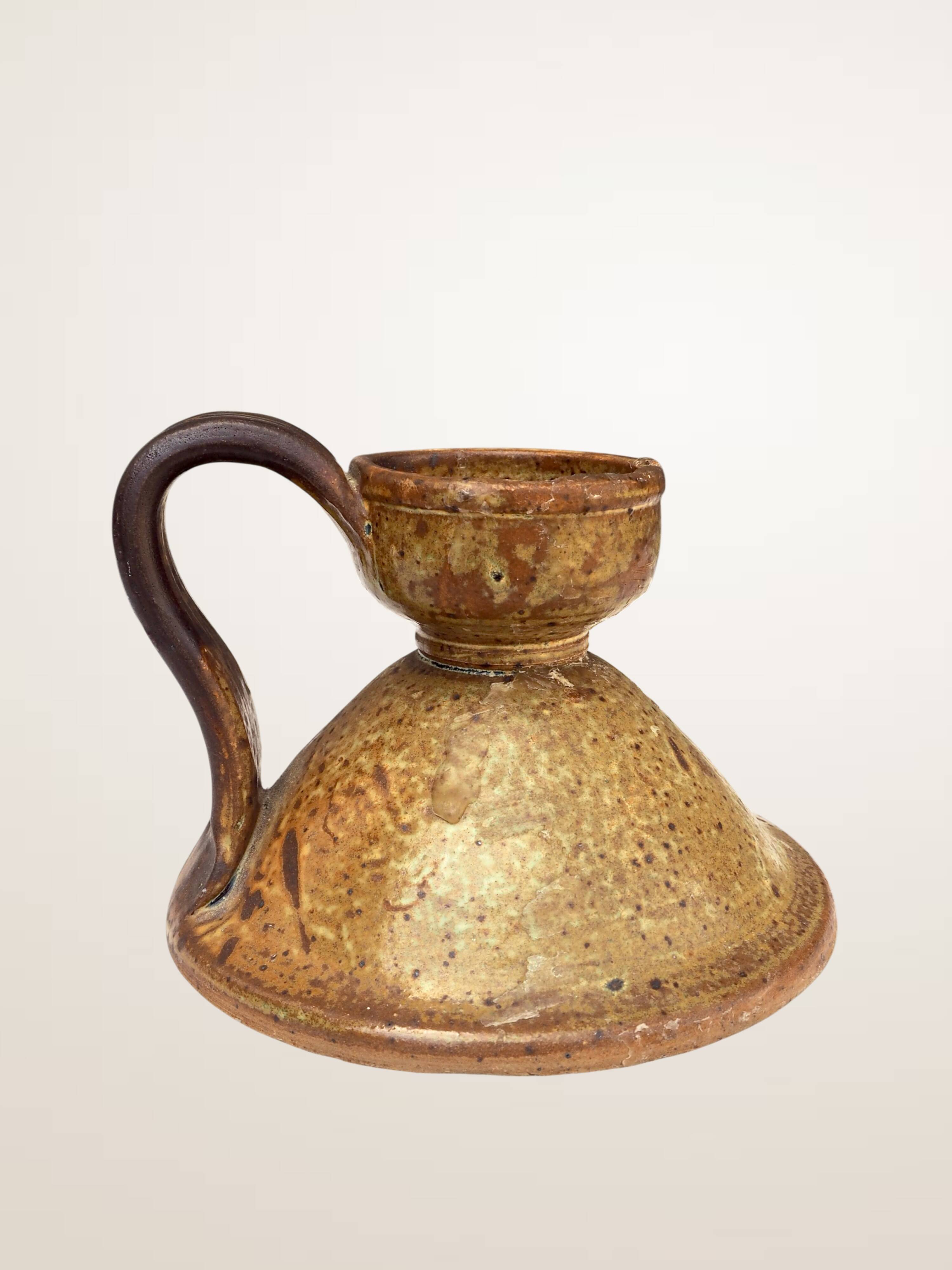 Handcrafted stoneware candle holder