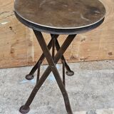 Old industrial folding steel stool