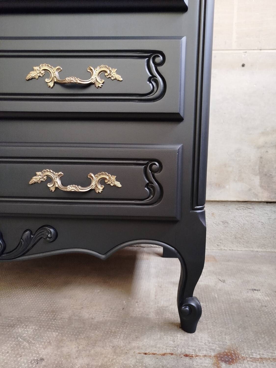Revamped vintage black chest of drawers