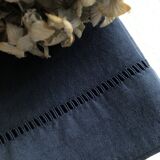 Drap ancien en lin et coton teinté en bleu nocturne