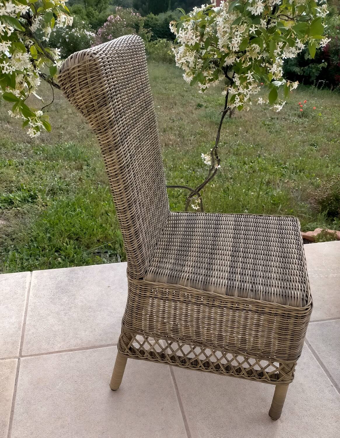 Wicker and rattan chair
