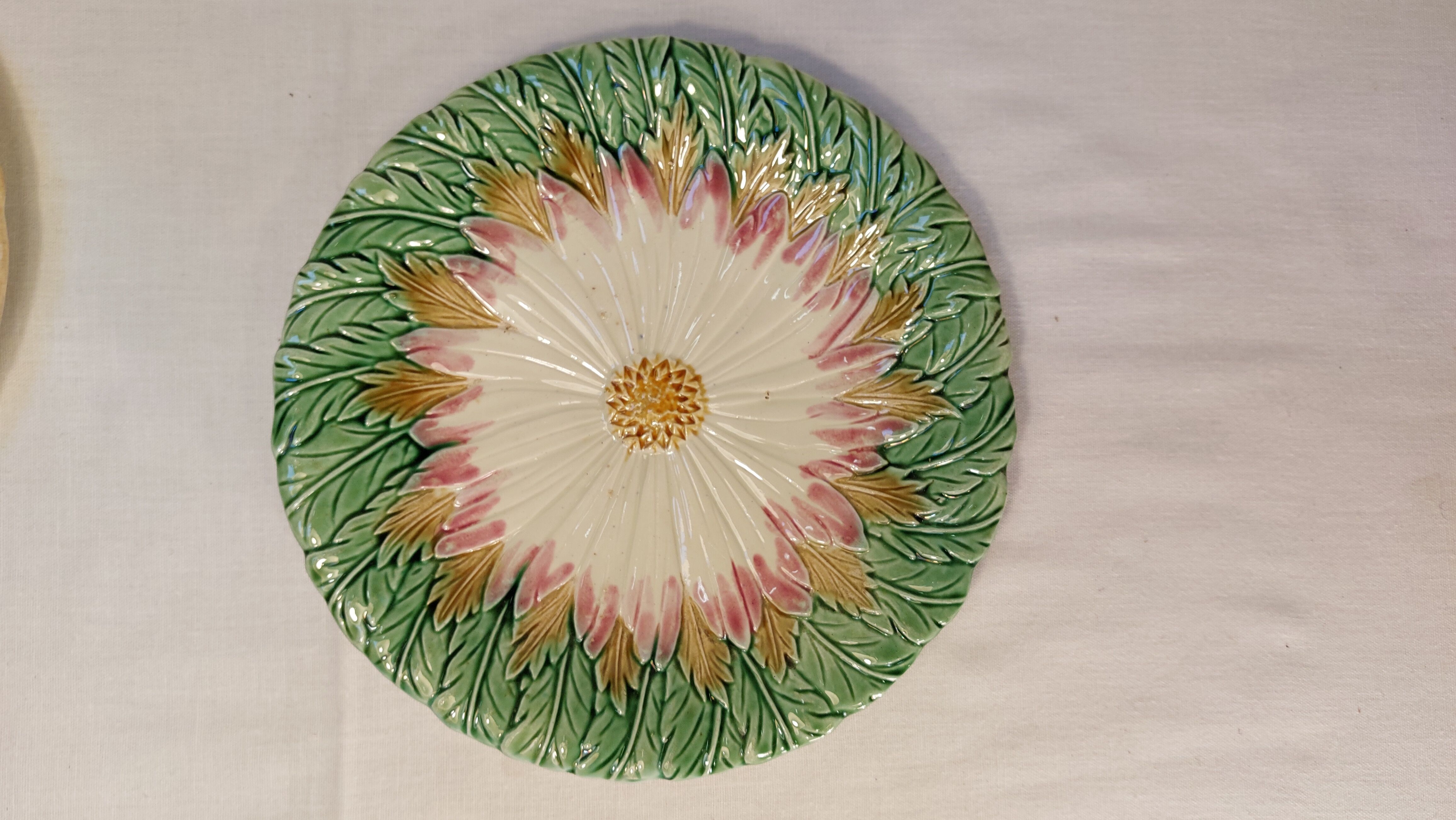 Set of two antique dessert plates in slip