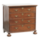 Antique English 17th century oak chest of drawers and ball legs