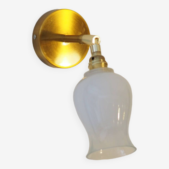 Wall light - White opal and brass