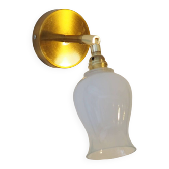 Wall light - White opal and brass