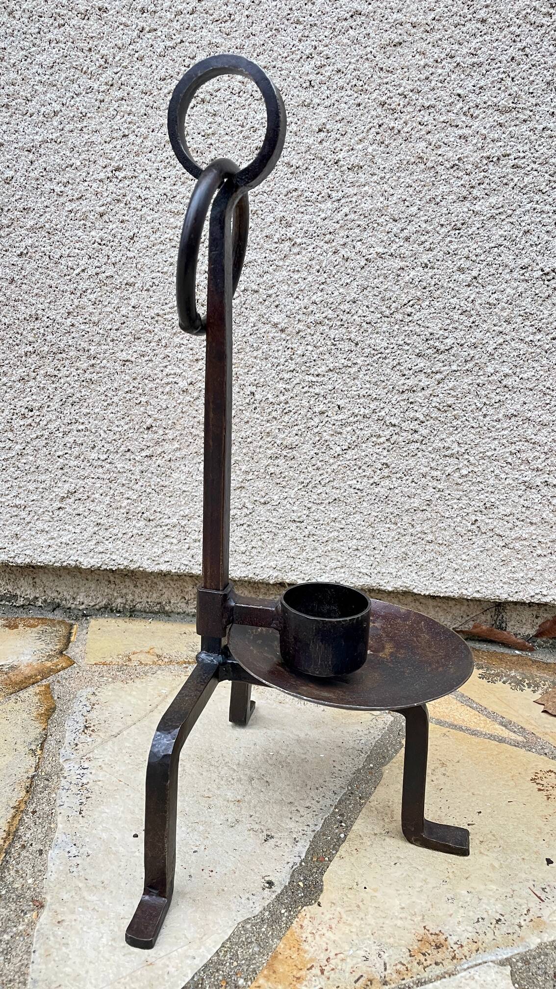 Vintage brutalist steel candle holder