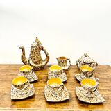 Rare Vallauris ceramic coffee service Sculptural design and u enamel