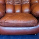 Bulky Italian leather lounge chair, 1970s