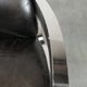 Set of two cowhide leather Aviator design armchairs with aluminium