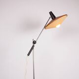 Large tilting floor lamp in steel and teak by Georges Frydman 1960.