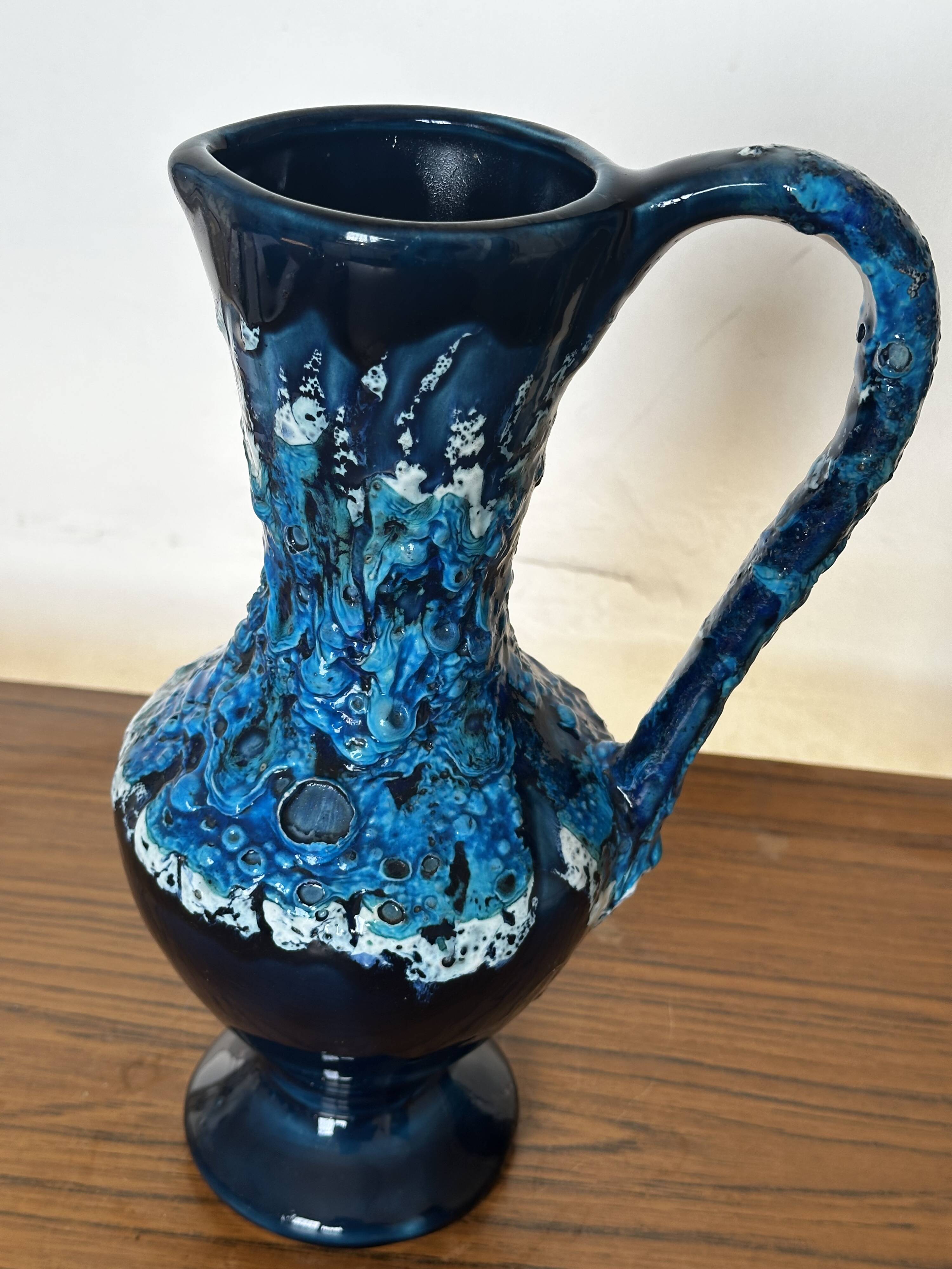 Fat Lava Ceramic Soliflore Vase Vallauris Blue H 31 cm
