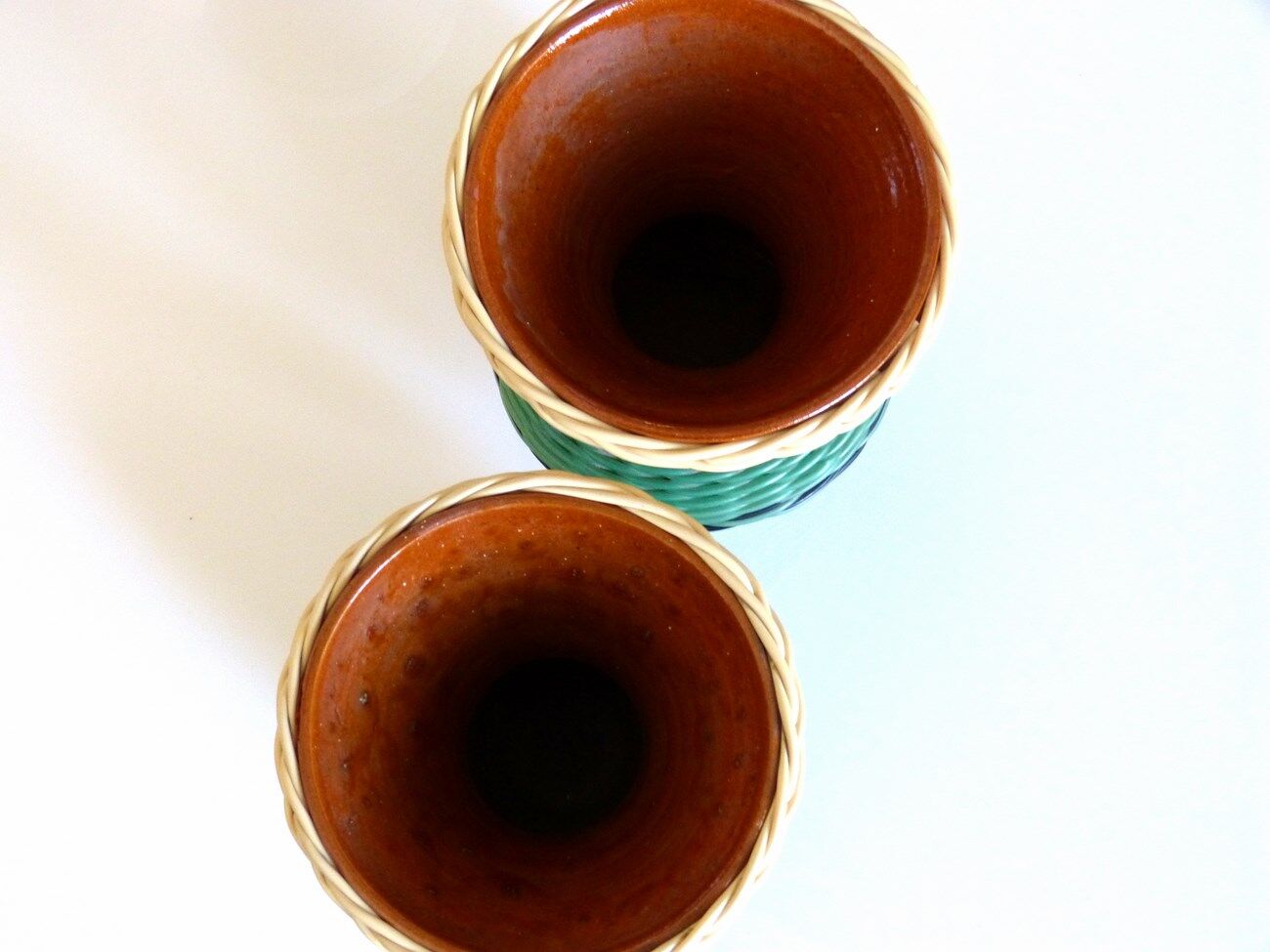 Scoubidou vase & glazed terracotta 50's