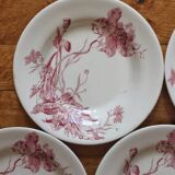 4 plates in iron earth opaque poppies, from Gien