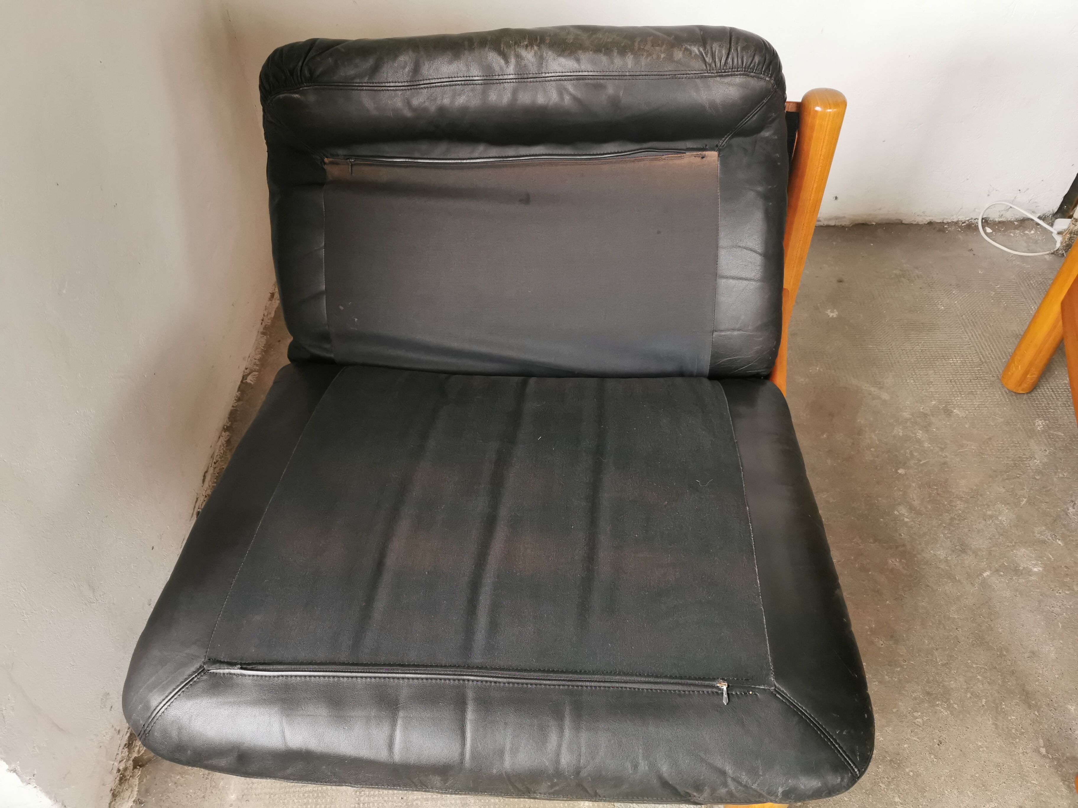Pair of designer leather armchairs 80s