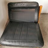 Pair of designer leather armchairs 80s
