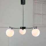 Mid-Century Italian Chrome and Opaline Chandelier