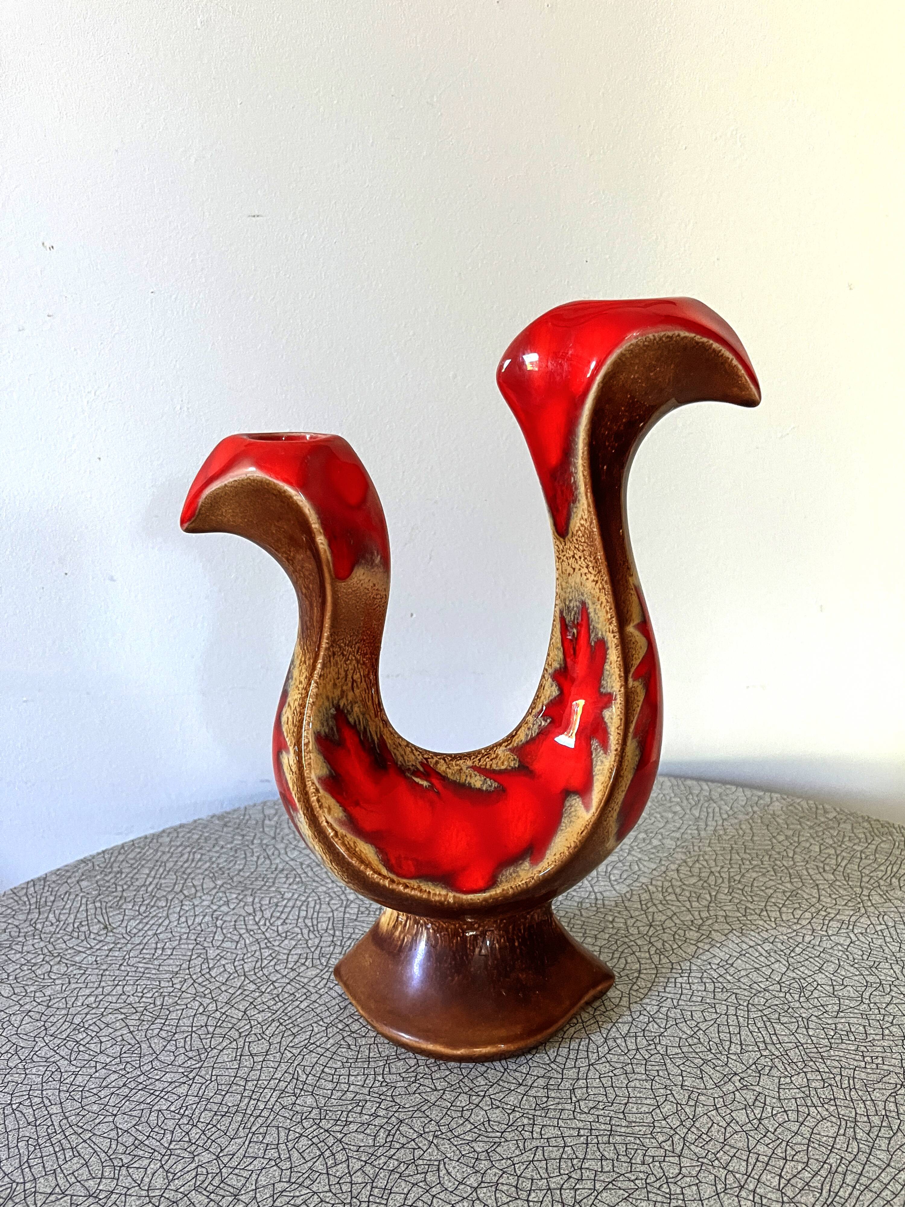 Vintage ceramic double candlestick or candle holder