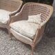 Louis XV style living room sofa and 2 armchairs - canework and carved wood