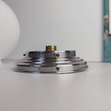 Opaline art deco ceiling light chrome support