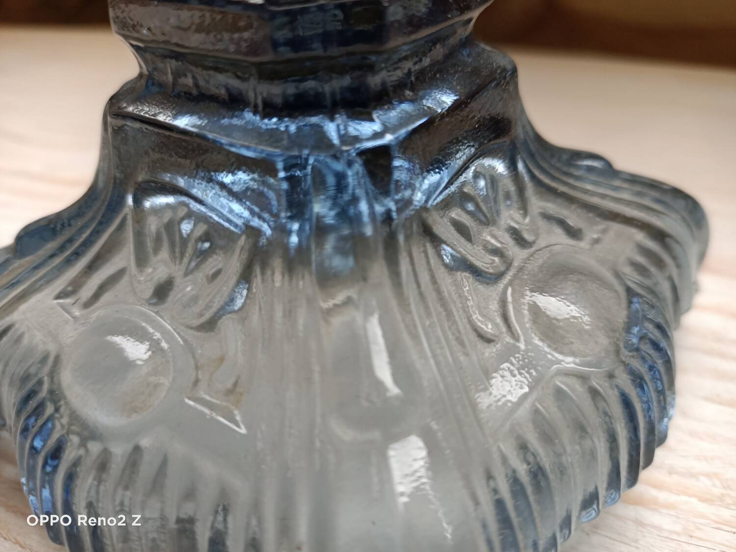 Paire de lampes en verre bleuté