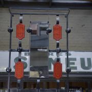 Vintage coat rack in ceramic and metal 1960