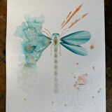 Affiche libellule bleue 30x40