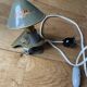 Small bedside lamp with clip, vintage painted flowers