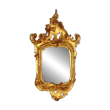 Ancien miroir biseauté cadre bois sculpté doré 19e siècle 55X31 cm C197