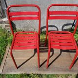 Set of 4 Tolix T2 chairs & vintage white table