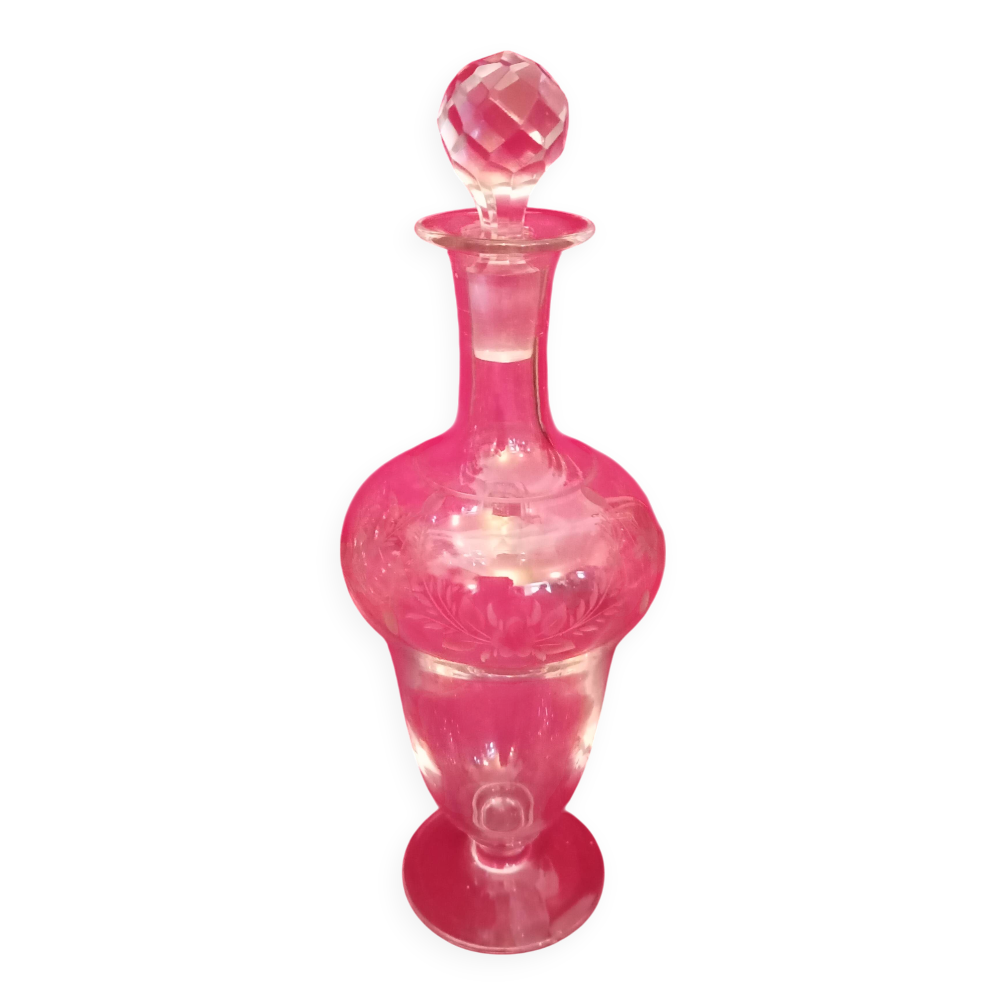 Engraved glass carafe