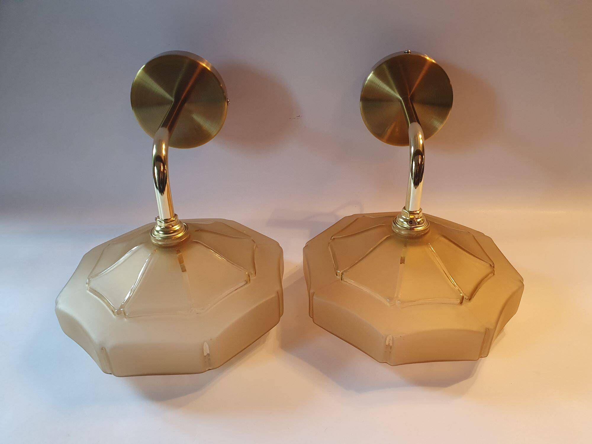 Pair of vintage 1940s Art Deco wall lights from France - newly electrified