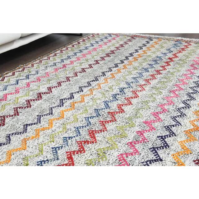 1970s Vintage Turkish Oushak Handmade Wool Cotton Gray Area Rug 192x269