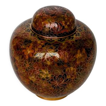Pot - émail cloisonné sur cuivre doré - décor mille fleurs - chine - début xxème